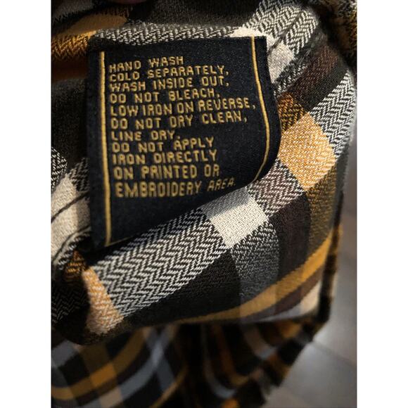 AKOO Shirt Mens Sz L Orange Black Buffalo Check Elbow Pads/PatchesUp Cargo - Picture 13 of 13